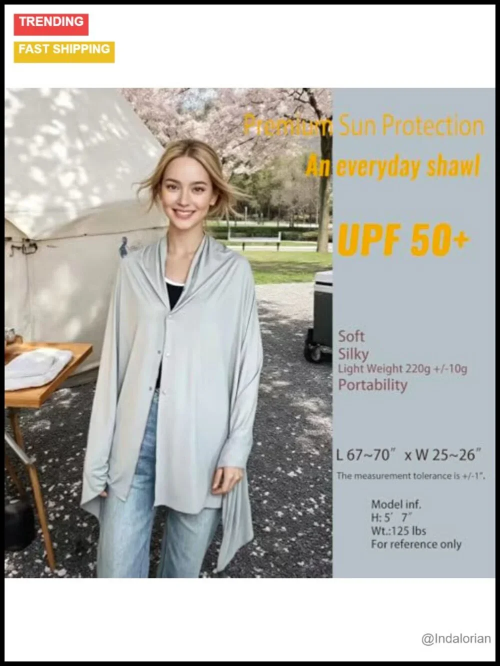 UPF 50+ Sun Shawl Ice Silk Cooling Convertible UV Scarf Snaps Packable